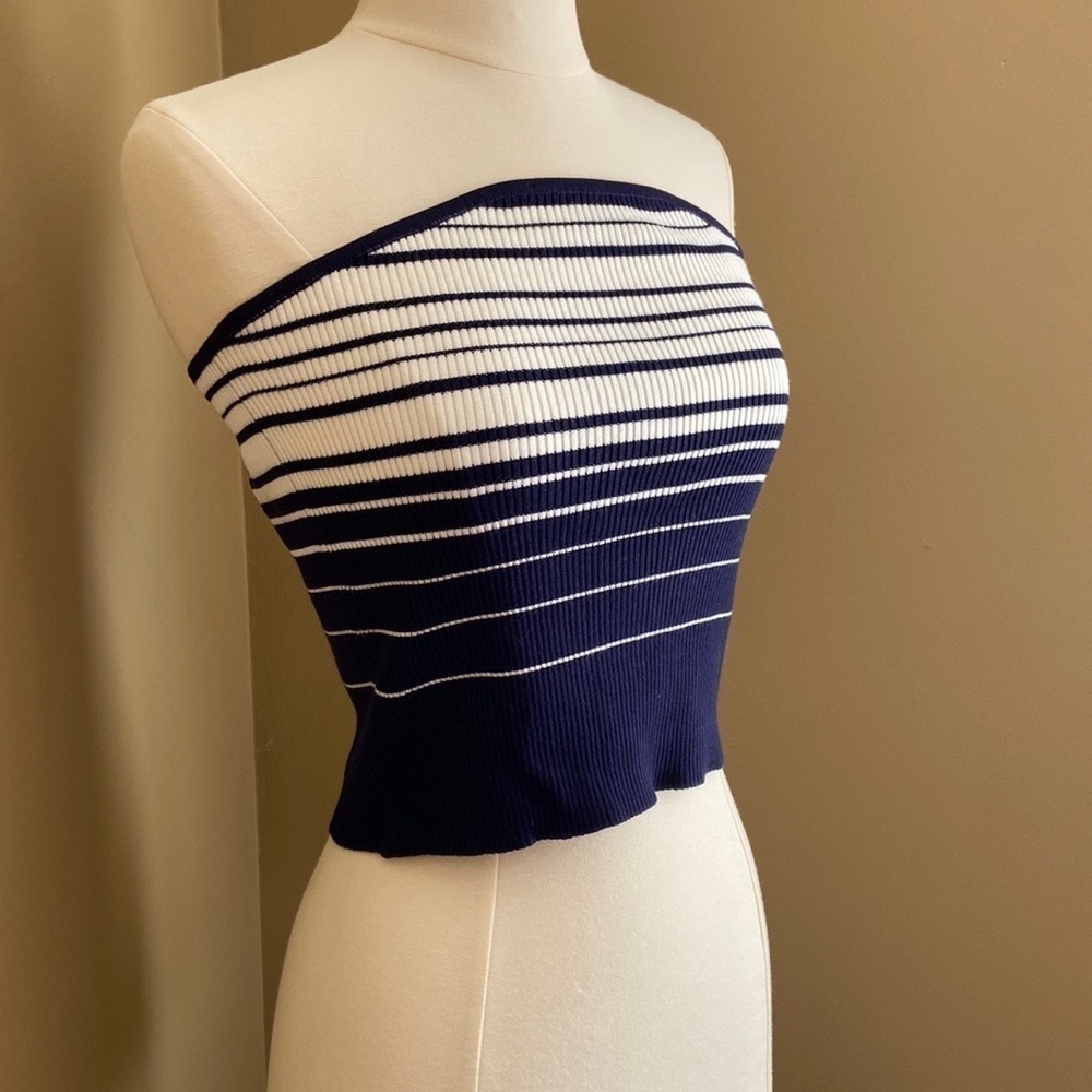 She + Sky NWT Strapless Navy/White Tube Top‎ - Large, Festival, Summer, Beach